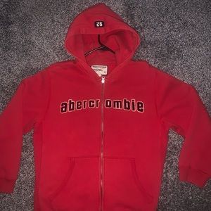 Vintage abercrombie Jacket/Sweatshirt with Zipper and Hood - Red - XL